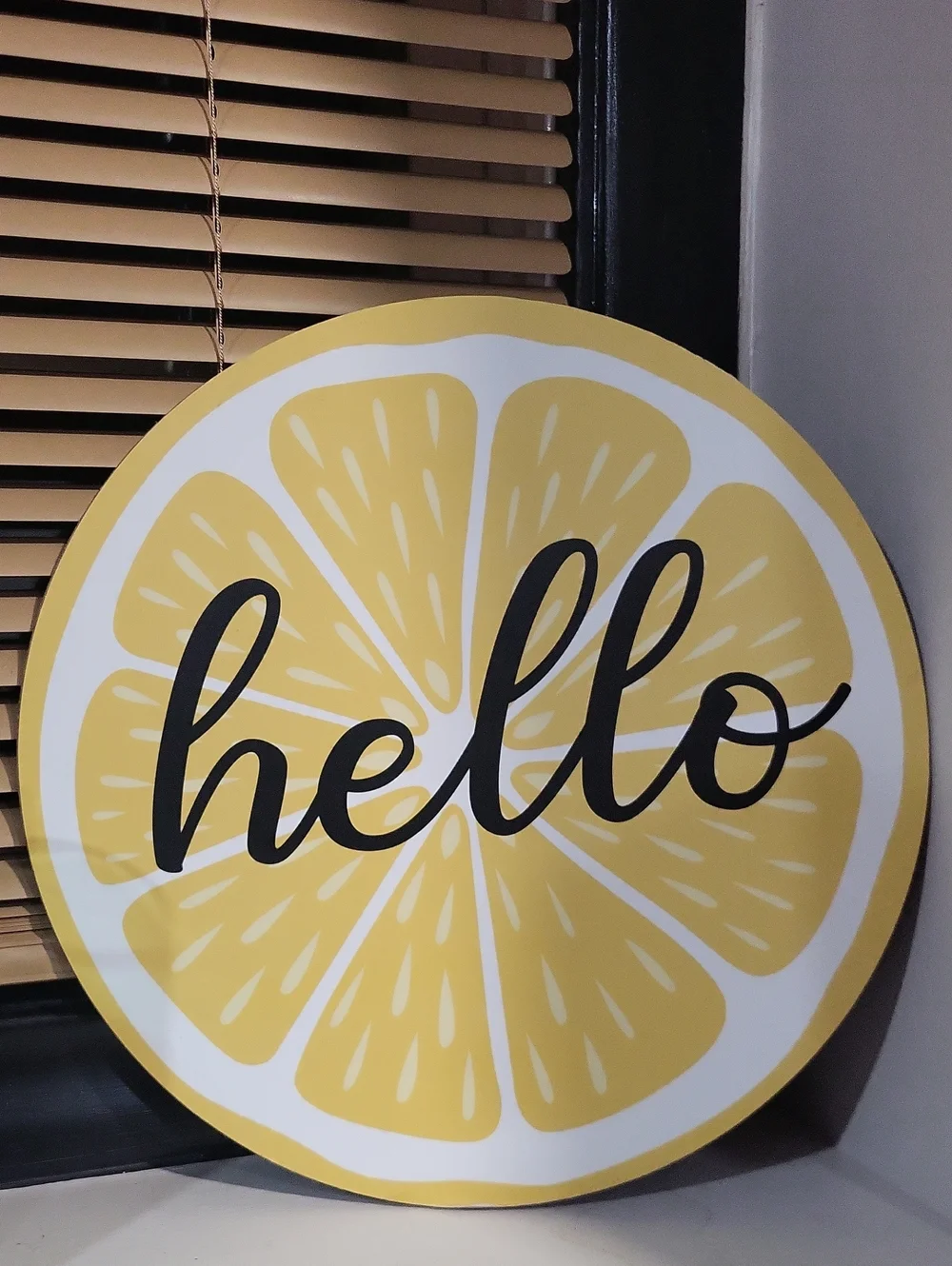🍋 CUTE Hello! - Lemon Hanging Wood Wall Sign Accent Decor With Beads
